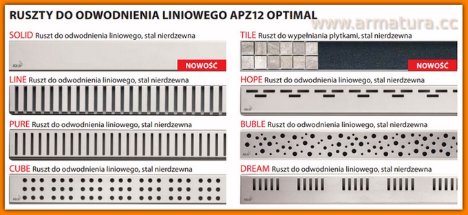 ALCAPLAST odwodnienie liniowe APZ12 Optimal L-75 cm odpływ liniowy