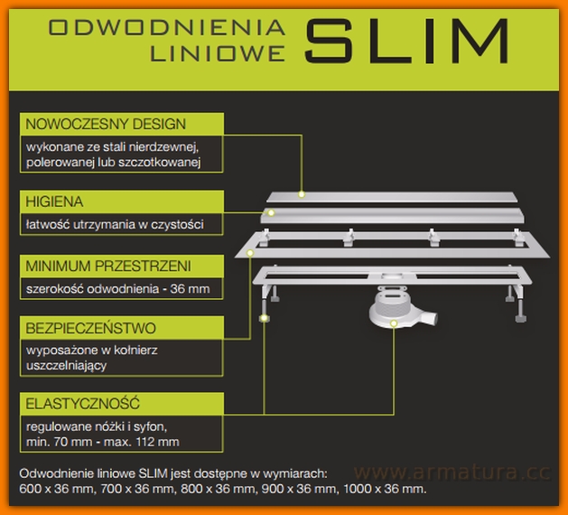 Odpływ liniowy SLIM WDO-1000-ZR-5501 odwodnienie WINKIEL DESIGN 100 cm