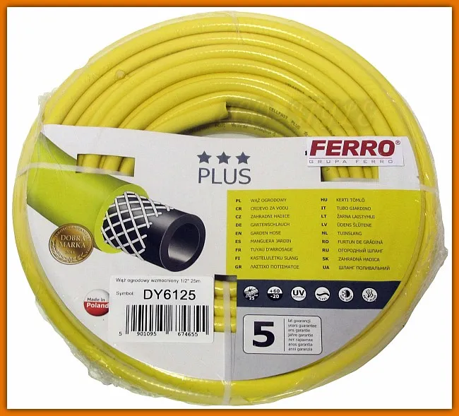 wąż ogrodowy DY6125 FERRO wzmocniony 25 m 1/2"