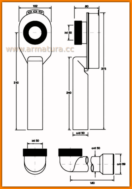 Syfon pisuarowy HC-US50 McAlpine odpływ pionowy